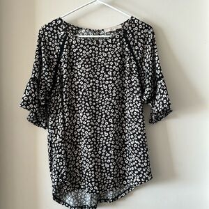 EUC Loft Floral Mixed Media Top